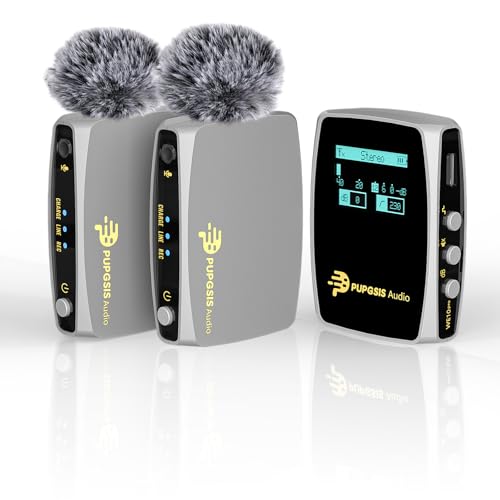Wireless Lavalier Microphone for Camera,Phone,20H Recording Wireless Microphones with Dual TX,64GB TFcard Slot,328ft Microfonos Inalambricos Professional Noise Reduction for Podcast Equipment Bundle