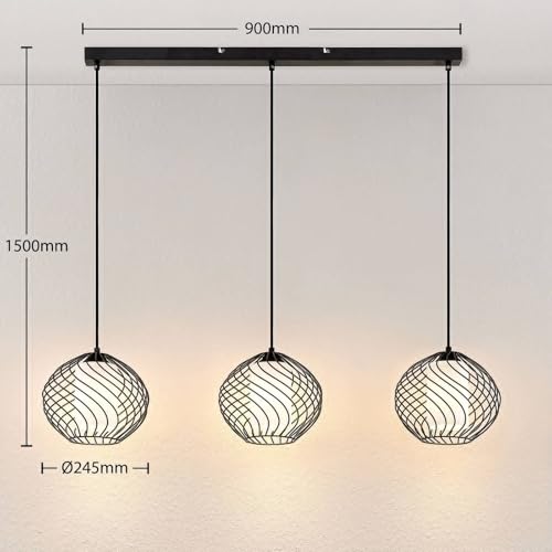 Lámpara de techo negra Cedrice con 3 casquillos E27 para iluminar 5