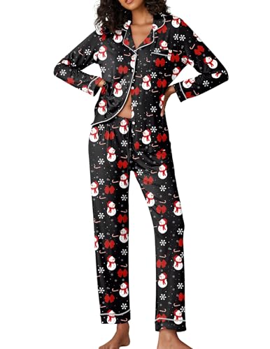 Image of Ekouaer Pajamas Women's Long Sleeve Sleepwear Soft Button Down Loungewear Pjs Lounge Set Nightwear XS-XXL