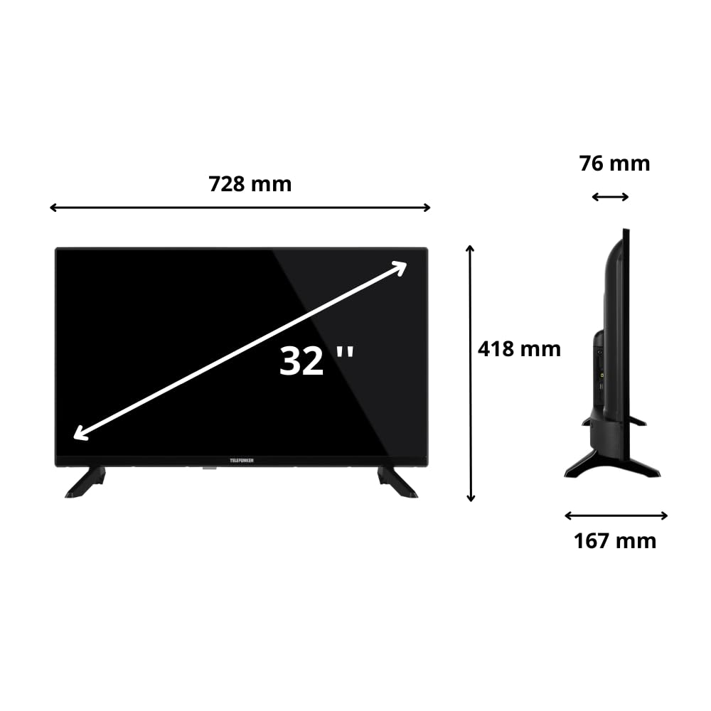 TELEFUNKEN 2025 Smart TV 32" HD Ready TE32750B45I2DZ, TV LED 32 Pollici, Compatibile con Alexa e Google Assistant, DVB-I, Digitale DVB-T2, Dolby Vision HDR10, Dolby Audio