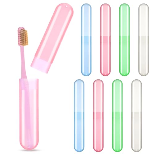 Portable Zahnbürstenbox, 8 Stück Reise Zahnbürsten Etui Zahnbürste Etui, Zahnbürsten Box, Zahnbürste Reiseetui Zahnbürstenschutz, Travel Toothbrush Case mit Bodenentlüftung für Reise und Business