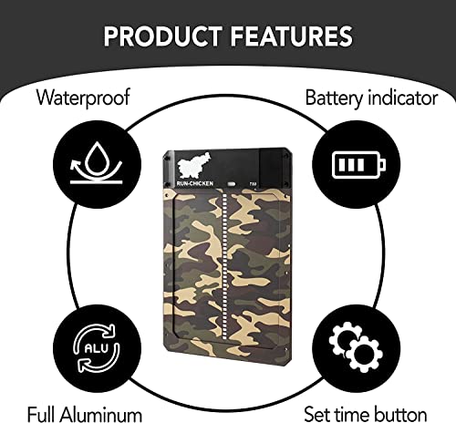 Run-Chicken Door (Camo Brown) Automatic Chicken Coop Door Opener With Timer, Programmable Light Sensor, Battery Powered, Delay Options, Aluminum Door, Automatic Chicken Door Opener Model T50 #TOP1