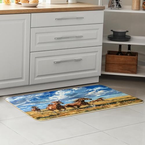 Alfombra de cocina de caballo en pradera VAPOKF lavable y antideslizante 7