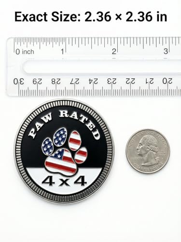 Image of 2 PCS American Flag Paw Badge Rated Car Emblem, 4 x 4 Metal Automotive Badge, 3D Round Metal Car Badges Emblems, Car Badge Decals Stickers Compatible with Jeep Wrangler Vehicles Trucks SU(Dog Rated-B)
