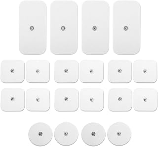 Pelvifine TENS Unit Electrode Pads Reusable Self-Adhesive Replacement Massage Pads Standard Connection Snap on 3.5mm,3 Shapes, 20pcs