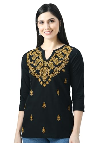 Image of QAZMI Women's Cotton Straight Embroidered Kurti