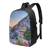KTQUZCLF 43,2 cm (17 Zoll) Reise-Laptop-Rucksack, bunter Windhund-Rucksack für Damen und Herren, Amalfi-Küste, 12 x 6.5 x 17 inches