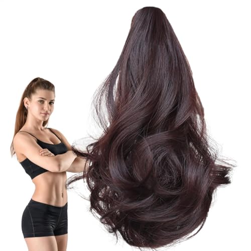 Teksome Extensión de cola de caballo de pelo rizado,Extensiones de cola de caballo,Extensión de cola de caballo con clip para mujer | Resalte la extensión de la cola de caballo garra corta gruesa