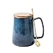 Filiżanka kawy Kubek ceramiczny Duża pojemność Picia Kubek do kawy domowej 18.5OZ Łatwe do czyszczenia kubek kakaowych do porannej herbaty kawy kakao Kubek ceramiczny (Rozmiar : With lid+spoon)