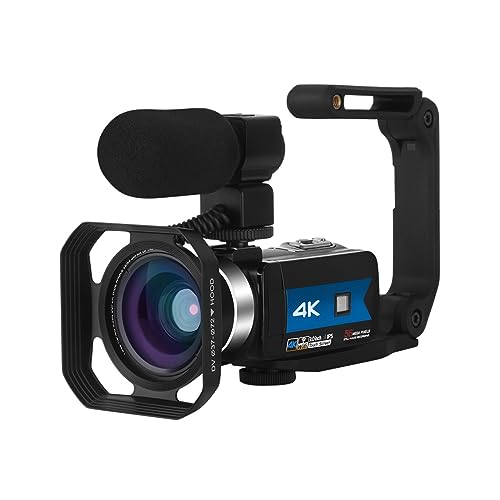 Full 4K UHD Streaming Videocámara Cámaras Digitales 56MP Outdoor WiFi Video Recorder Vlog IR Night Vision Toma Nítida Suave(16G SD Card,Blue)