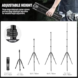 Alternative view of NEEWER Photography Light Stand, 1.5-6.4ft/47-195cm Aluminum Reversible Studio Lighting Tripod, Portable Phone Video Stand w/ 1/4" Screw for Strobe Light Camera Softbox, 4.4lb/2kg Load, ST195