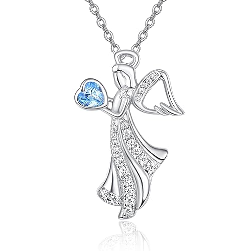 Collier en argent sterling 925 avec pendentif ange gardien