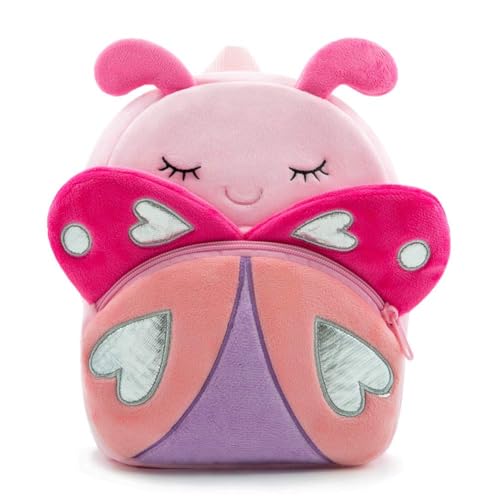 Petit sac à dos en peluche papillon rose pour tout-petits