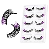 Suhome Colored Lashes Fluffy Russian Strip Lashes with Color Wispy D Curl Colored Eyelashes 5 Pairs