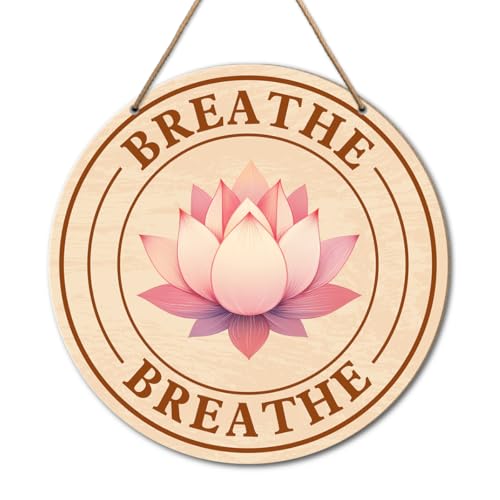 Meditation Room Wall Sign with Lotus Flower Decor