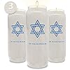 9 Day Memorial Candles, 3 Pack - Plastic Jar with Star of David - 7 Tall Pillar Candles for Religious, Prayer, Party Decor, Vigil and Emergency Use - by Ner Mitzvah