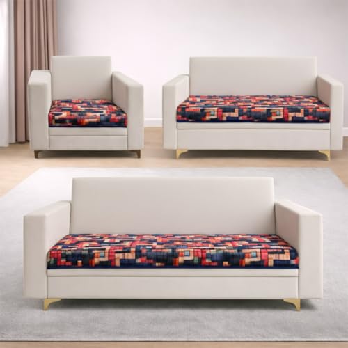 Image of Homerz Premium 6 (3+2+1) Seater Velvet Sofa Panel Cover with Digital Prints | Anti-Slip Backing (Rangeen, 6 (3+2+1) Seater)