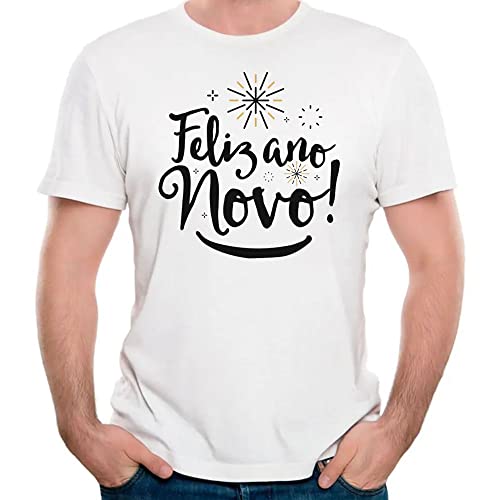 Camiseta FELIZ ANO NOVO HAPPY CAMISA UNISSEX Cor:Cinza;Tamanho:GG