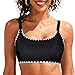 2026 Fashion Sports Swim Bra Classic Bikini Tops for Women Bathing Suits Top with Padded Crop Swimsuit Black Trim XL