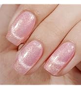 AILLSA Pink Cat Eye Gel Nail Polish Rose Gold Glitter Gel Polish Iridescent Holographic Nail Poli...