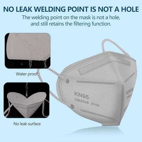 Image of 50PCS KN95 Face Masks Breathable Disposable Mask 5 Layer Cup Dust Safety Filter Efficiency≥95% with Elastic Ear Loops and Nose Bridge Clip(Grey)
