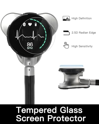 Image of EKO CORE 500 Digital Stethoscope Protector Kit - 3 Pack Silicone Case + (3 pcs) 2.5D Tempered Glass Screen Protectors - 9H Hardness for Full Protection