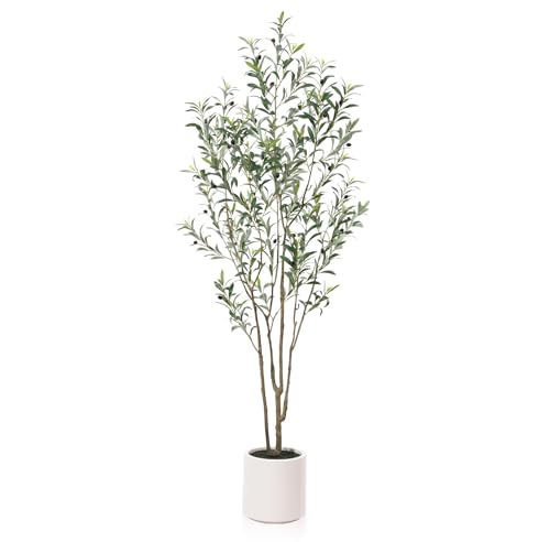 LOMANTO Artificial Olive Trees, 7 ft Tall Fake Olive Trees for Indoor, Faux Olive Silk Tree, Large...