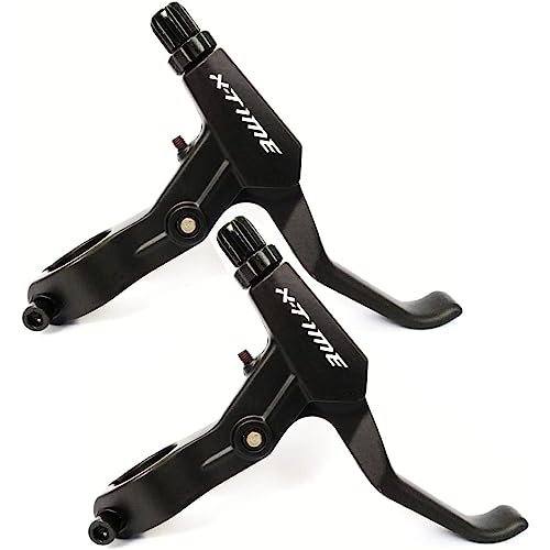 Par de Manetes TSW X-Time 2 Dedos Preto Aluminio Maçaneta MTB V-Brake Freio Disco Mecanico