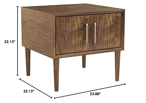 Signature Design By Ashley Kisper Mid-Century Modern Square End Table With Cabinet Storage Space, Dark Brown #TOP7