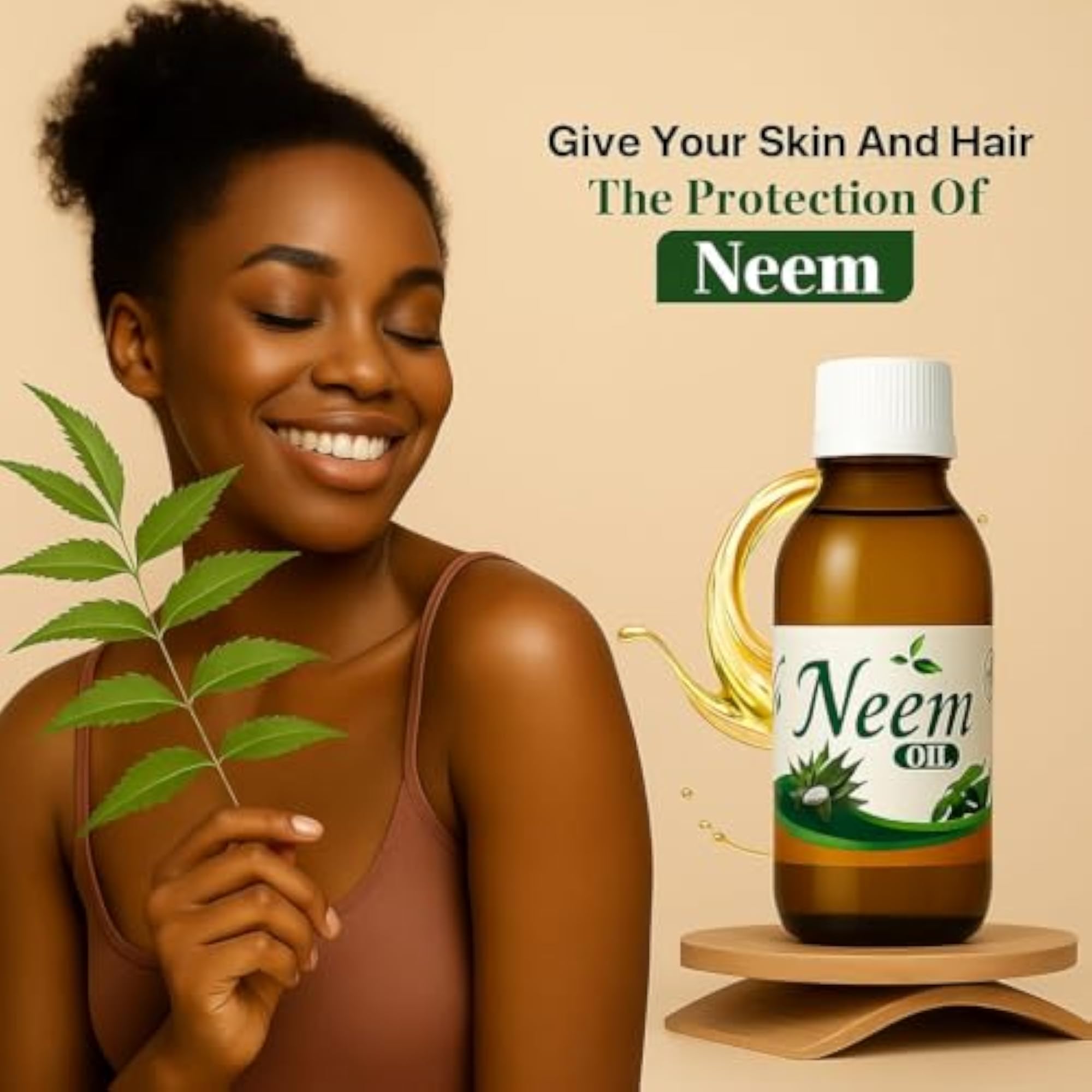 100% Pure Neem Oil for Acne Treatment & Hair Care