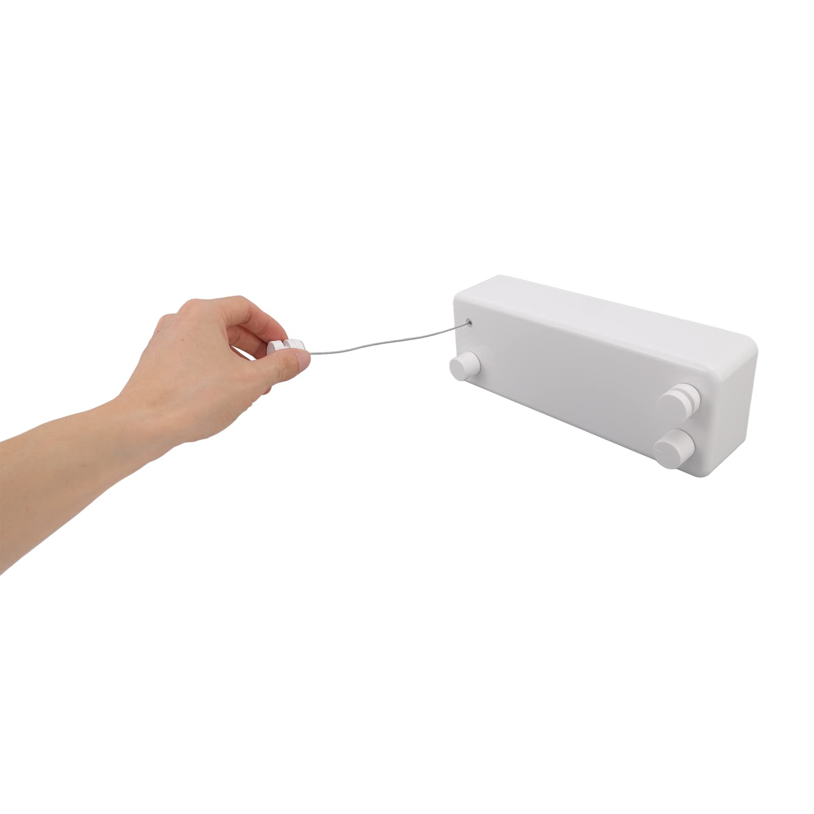 Filo stendibiancheria retrattile da parete, resistente, in acciaio inox, doppio, per balcone, hotel, 4,2 m (bianco)