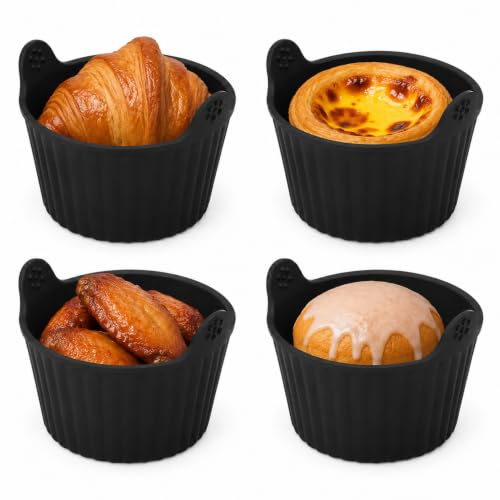 Lot 4 Moules Silicone Air Fryer Ramequins Antiadhésifs Friteuse sans Huile
