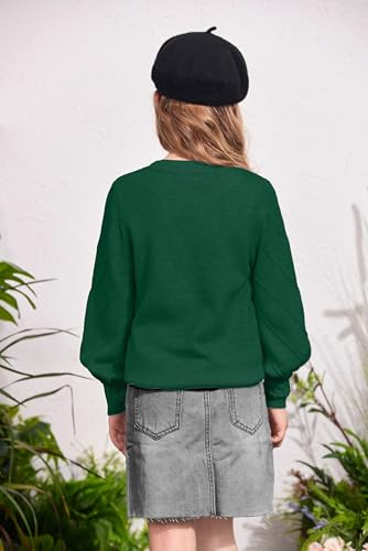 Image of Arshiner Kid Girls Crew Neck Lantern Sleeve Sweater Cute Jumper Top Pullover Outwear 5-13 Years
