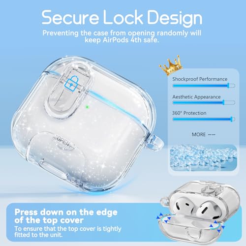 Image of for AirPods 4 Case 2024 with Safety Lock,Glitter White