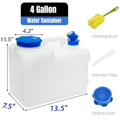 Contenedor de Agua Dicunoy con Grifo, 4 Galones, Recipiente Portátil para Camping, Dispensador delgado y resistente para vehículo, uso al aire libre, senderismo, emergencia miniatura 2
