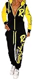 Unbekannt Damen Jogginganzug Trainingsanzug Hose Jacke Streetwearl Hausanzug Fitnessanzug Royal Sailing A.2255 (52, Schwarz-Gelb)