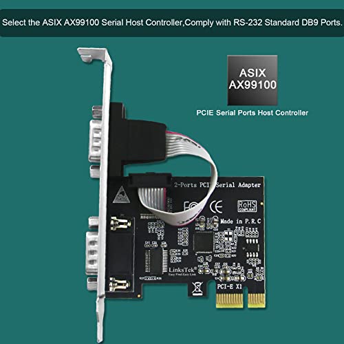 Image of PCIE-SE2 2-Port PCI Express RS-232 DB9 Serial Port Card for Windows XP, Vista,7, 8.x, 10, 11 32 /64bit and Linux PCs, PCIE RS232 Card, PCIE Serial DB9 Port Card