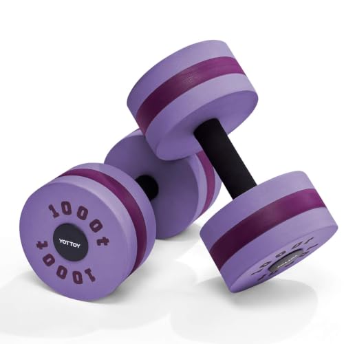 YOTTOY Water Dumbbells for Pool Exercise Foam Aquatic Dumbbells for Water Aerobics Resistance Training & Physical Therapy Pool Weights for Water Workouts Aqua Fitness Set of 2 (Purple)