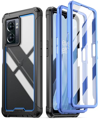 Coque Nord N300 5G Poetic antichoc intégrale avec protection d'écran transparente bleu