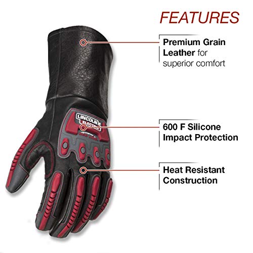 Lincoln Electric Roll Cage Welding/Rigging Gloves | Impact Resistant | Black Grain Leather |, Large (K3109-L) #TOP1