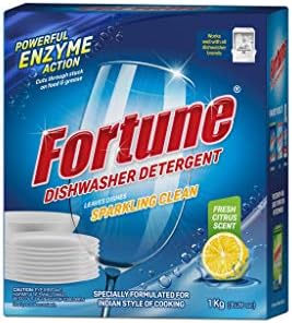 Fortune Dishwasher Detergent Powder | 2 Kg | Pack of 2-1 Kg per Pack| Powerful Enzyme Cleaning for Tough Grease & Food Stains | Designed for Indian Cooking | For All Dishwashers