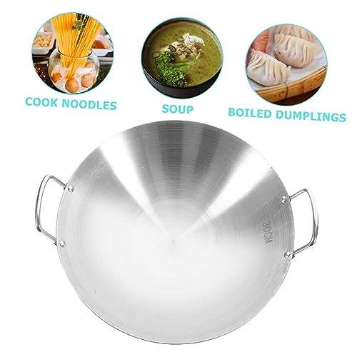 Wok de acero inoxidable con doble asa para cocina miniatura 6