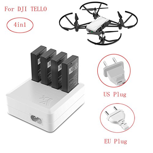 Battery Charger for DJI Tello Drone, Rucan 4in1 Multi Battery Charger Hub RC Intelligent Quick Charging (US Plug)