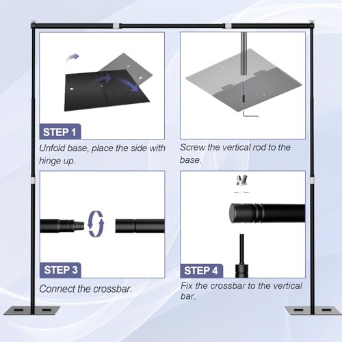 GLOSHOOTING Heavy Duty Backdrop Stand, 10x10ft Adjustable Photo Background Support System Kit with Steel Base, Pipe and Drape Photography Back Drop Kit for Parties Video Studio Wedding