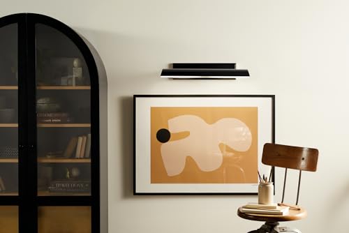 Image of Kichler Carston 2-Light Picture Light, Updated Traditional Light in Black with White Interior, for Framed Art, Mirror or Built-in Shelving (4.75 inch x 24.25 inch), 52686BK