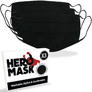 Hero Mask White Dots on Black Reusable Face Mask UK from 3 Layers of Blended Cotton | Reusable Face Mask | Made in London | Wash Over 100 Times