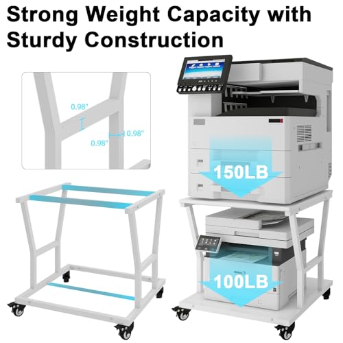 Image of Natwind 2 Tier Printer Stand, 24''x24'',for Large Heavy Printers, White