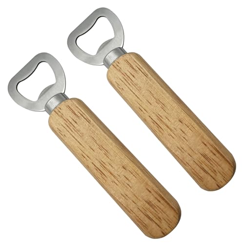 Ouvre-bouteille, 2 pièces ouvre-bouteille à poignée en bois, décapsuleur pour capsules de vin, bière, soda en verre