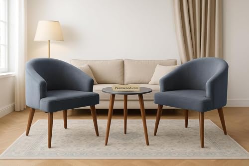 Image of Upholstery Barrel Arm Chair with Soft Serenity Suede Fabric for Dining Room, Living Room, Bedroom, Cafe, or Restaurant with Comfortable & Stylish | Grey Set of 2