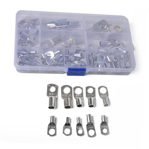 Hemobllo 90 Pcs Cold-Press Cable Lugs Wire Terminal Tinned Cable Lugs Cable Lugs